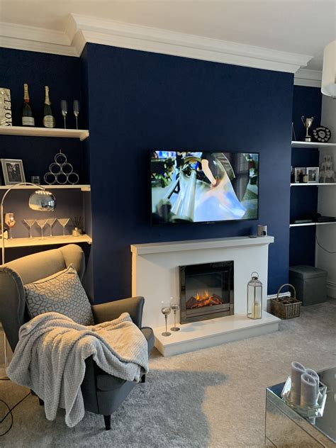 navy feature wall ideas.